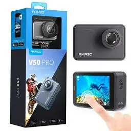 Produktbild: AKASO Action Cam 4K 30FPS Action Kamera 20MP WiFi mit Touchscreen EIS 40M unterwasserkamera mit Sprachsteuerung Fernbedienung Zubehör Kit Sportkamera (V50 Pro)