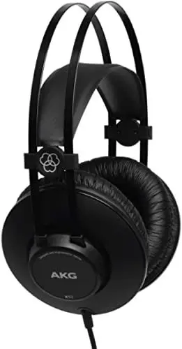 Produktbild: AKG K52 Geschlossener Hochleistungs-Monitoring-Studiokopfhörer, kabelgebunden, leichtes Design, 3,5-mm- und 1/4-Zoll-Adapter, 3 m Kabel - Schwarz