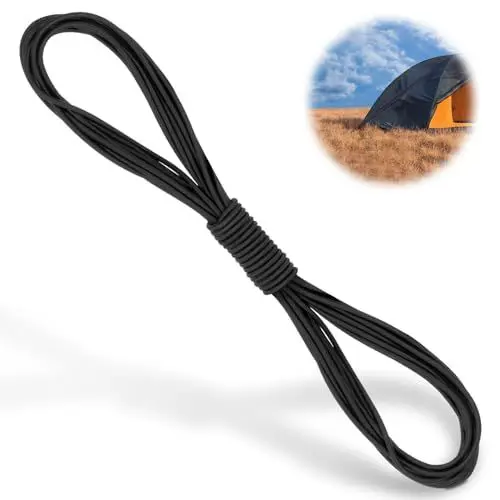 Produktbild: Akicderu Gummiseil, 4mm 10m Expanderseil, Vielseitige Gummikordel, Stark elastisches Gummischnur, Gummiband, Planenseil, Spannseil für DIY, Schwarz