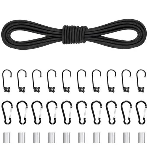 Produktbild: Akicderu Gummiseil, 6mm x 15m Expanderseil, Vielseitige Gummikordel, Stark elastisches Gummischnur, Gummiband, Planenseil, Spannseil für DIY, Schwarz