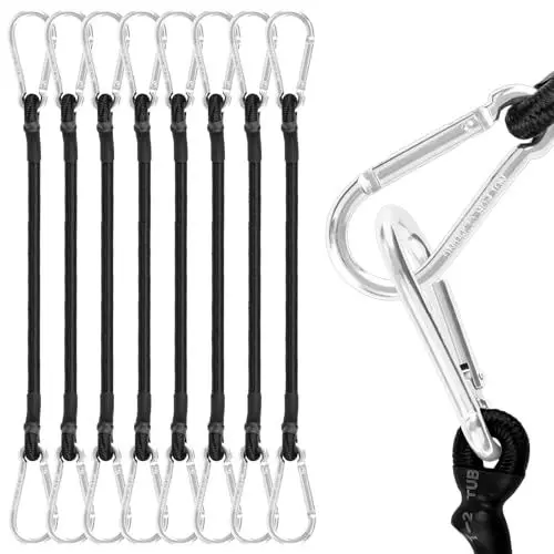 Produktbild: Akicderu Spanngummi mit Karabiner, 30 cm Expander mit Karabinerhaken, 8 Stück Spanngurte mit Haken, Starker Gepäckspanner, Gummispanner mit Haken für Gepäck, Camping und vieles mehr