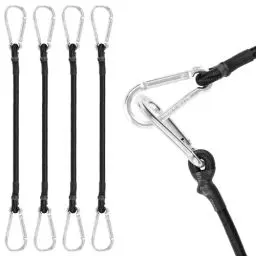 Produktbild: Akicderu Spanngummi mit Karabiner, 100 cm Expander mit Karabinerhaken, 4 Stück Spanngurte mit Haken, Starker Gepäckspanner, Gummispanner mit Haken für Gepäck, Camping und vieles mehr