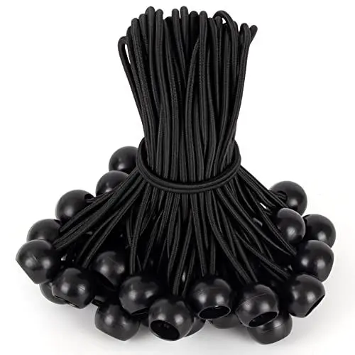 Produktbild: Akicderu Spanngummis mit Kugel 15cm, Gummispanner mit Kugel 50 Stück, Planenspanner mit Kugel Zeltgummis Expanderschlingen Gummischlaufen für Planen Zelt Banner Netz Pavillions (Schwarz 15cm, 50)