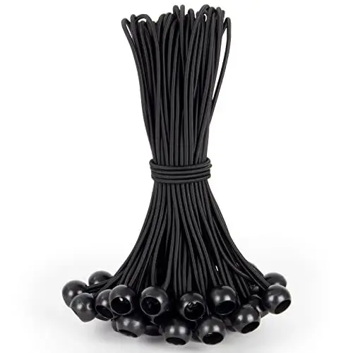 Produktbild: Akicderu Spanngummis mit Kugel 23cm, Gummispanner mit Kugel 50 Stück, Planenspanner mit Kugel Zeltgummis Expanderschlingen Gummischlaufen für Planen Zelt Banner Netz Pavillions (Schwarz 23cm, 50)