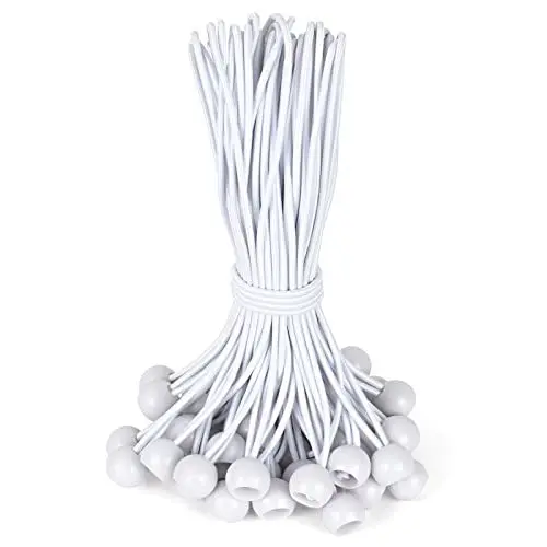 Produktbild: Akicderu Spanngummis mit Kugel 23cm, Gummispanner mit Kugel 50 Stück, Planenspanner mit Kugel Zeltgummis Expanderschlingen Gummischlaufen für Planen Zelt Banner Netz Pavillions (Weiss 23cm, 50)