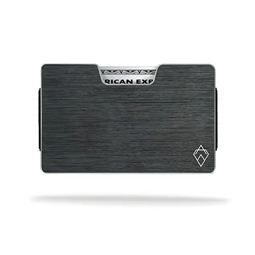 Produktbild: AKIELO Geldbörse mit RFID Schutz, Geldklammer und Geschenkbox – Erweiterbar Kartenetui und Minimalistisch Wallet (Atom - Gebürstete Graue Ausgabe)