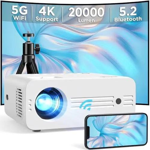 Produktbild: AKIYO Mini Beamer 4K Unterstützung, Native 1080P Full HD 20000 Lumen WiFi6 Bluetooth5.2 Projector, 300