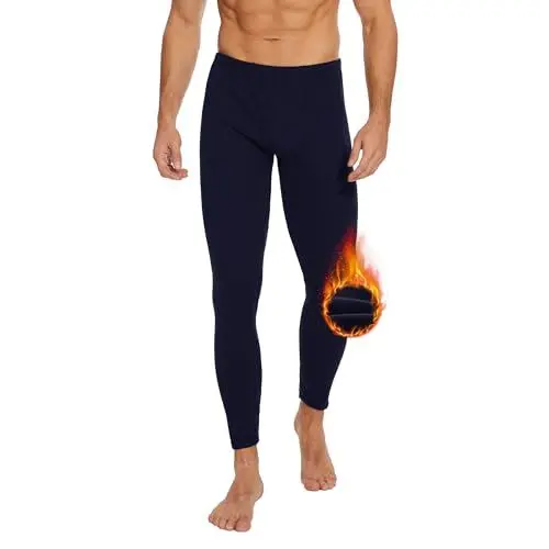 Produktbild: AKKQHH Thermo Unterhosen Herren Lange Warm Thermohose Männer Thermounterwäsche Winter Skiunterwäsche Fleece Funktionsunterwäsche Unterwäsche Hose(Dunkelblau,L)