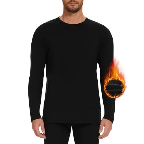 Produktbild: AKKQHH Thermoshirt Herren Thermo Oberteil Longsleeve Langarmshirt Thermounterwäsche Skiunterwäsche Warm Unterwäsche Männer Funktionsunterwäsche Winter(Schwarz,L)