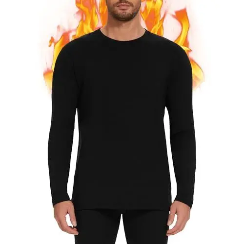 Produktbild: AKKQHH Thermoshirt Herren Thermo Oberteil Longsleeve Langarmshirt Thermounterwäsche Skiunterwäsche Warm Unterwäsche Männer Funktionsunterwäsche Winter(Schwarz (verdickt),XL)