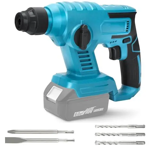 Produktbild: Panthem Akku Bohrhammer Schlagbohrmaschine Kombihammer Abbruchhammer kabellos 18V 600W bürstenloser Motor SDS Plus 6 Set Bohrer Meißel (Ohne Akku)