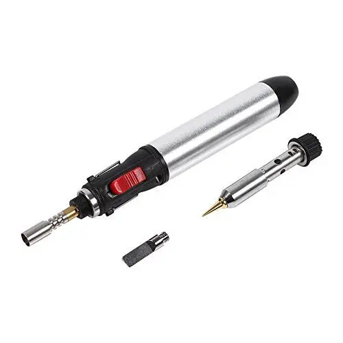 Produktbild: Akku Butan Lötkolben Schweißens Brennkolben Gaslötkolben Set mit 4-in-1-Lötkolbenspitze Temperatur Einstellbar 250-450°C Regelbar und EIN/AUS-Schalter für Elektrotechnik Reparature