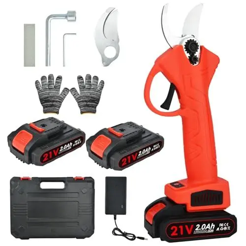 Produktbild: Akku Elektrische Gartenschere 30 mm Baumschere: Akku astschere mit 2PCS 21 V 2000 mAh Baterien für Garten, Äste, Blumenbeet
