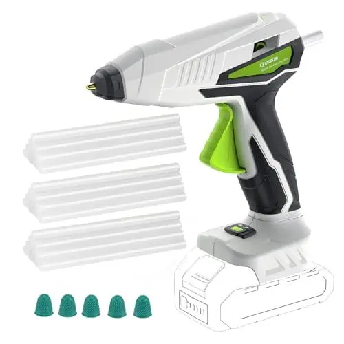 Produktbild: Akku Heißklebepistole für Makita 18 V, ETOOLAB Heißklebepistole Klebepistole, Dual-Temp-Modus 130℃- 220℃, Aufheizen in 120s,100W, mit 30 Stk.*φ11mm Klebestift, ideal für DIY, Reparaturen