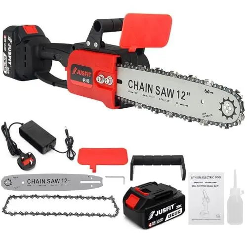 Produktbild: Akku Kettensäge 12 Zoll,Taliyah 30cm Schnittlänge Elektro Kettensäge,1200W Handkettensäge,4000mAh Bürstenlose Kettensäge,Zum Beschneiden und Sägen von Holz(Inklusive Akku und Ladegerät)
