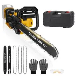Produktbild: Akku Kettensäge kompatibel mit Dewalt 20V 18V (Ohne akku), 12 Zoll / 30 cm Elektro-Kettensäge, Astsäge KettensägenSicherheitsschloss Automatischer Öler akkusäge Handkettensäge für Gartenscheren
