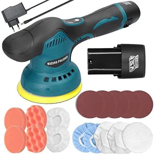 Produktbild: Akku Poliermaschine Hancaner Exzenter Poliermaschine 6-Zoll mit 2pcs 1500mAh Lithium-Akku und 18 PCS Aufsätze,für Autodetailing, Autoreinigung und Polieren von Auto