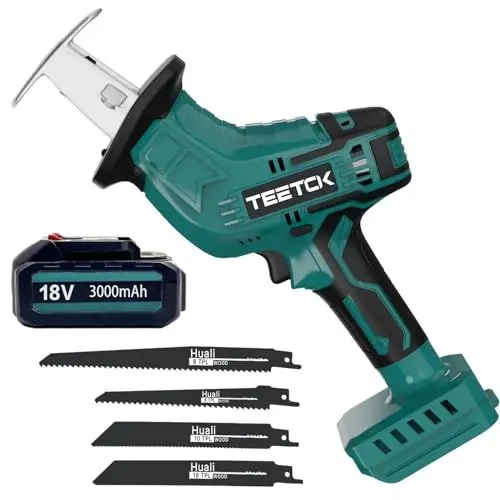 Produktbild: Akku Säbelsäge Ersatz für Makita DJR183Z Akku-Reciprosäge,0-3000 SPM,18V Säbelsäge mit 1x 3.0AH Akku, 4 Sägeblätter,Hublänge 20 mm-Akkusäge zum Schneiden von Holz,Kunststoff zu schneiden, Metall