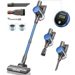 Produktbild: Akku Staubsauger 400W/30000Pa, Staubsauger Kabellos 45 Min, Ultra Leiser Akkustaubsauger, Ultraleichter Staubsauger mit Anti-Tangle-Bürste für Teppich/Hartböden/Tierhaare(2024 Energieklasse A++)