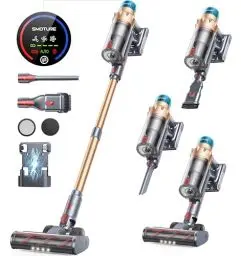 Produktbild: Akku Staubsauger 45000Pa/550W/60Mins, Staubsauger Kabellos Selbststehender und Selbstladender, 4-in-1 Kabelloser Staubsauger mit Automatikmodus & Anti-Verhedderung für Tierhaare, Teppich, Hartboden