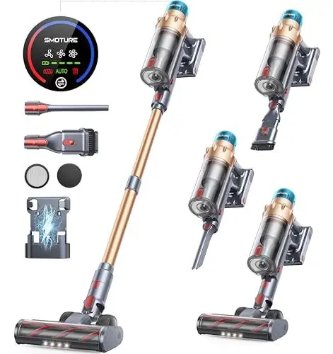 Produktbild: Akku Staubsauger 45000Pa/550W/60Mins, Staubsauger Kabellos Selbststehender und Selbstladender, 4-in-1 Kabelloser Staubsauger mit Automatikmodus & Anti-Verhedderung für Tierhaare, Teppich, Hartboden