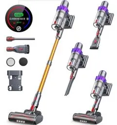 Produktbild: Akku Staubsauger Freistehend, 40KPA Staubsauger Kabellos mit Automatikmodus & Smart Touchscreen, Leichter Akkustaubsauger Bis zu 55 Min Laufzeit,Anti-Tangle-Staubsauger für Tierhaare,Teppich,Hartboden