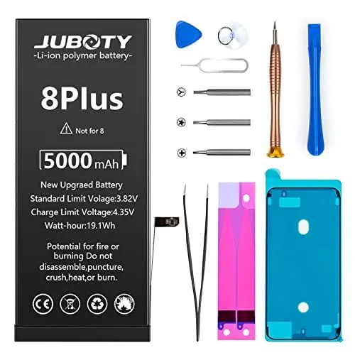 Produktbild: Akku für iPhone 8Plus 5000mAh, JUBOTY Neues Upgrade Li-ion hohe Kapazität 0-Zyklus Akku Ersatz für iPhone 8Plus Model A1864 A1897 A1898 mit kompletten professionellen Reparatur-Set