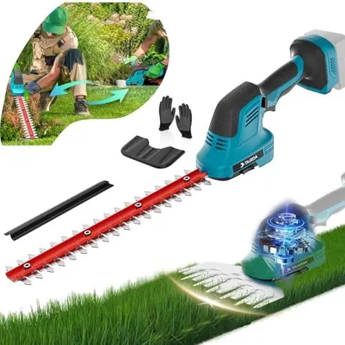 Produktbild: Akku-Grassschere für Makita 18V,2 IN 1 Gras- & Strauchschere mit Strauch- und Grasscherenmesser für Rasen Hinterhof Garten(11.8in&5.9in Schnittbreite werkzeuglose Messertausch Bare Tool ohne Akku