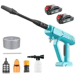 Produktbild: Akku-Hochdruckreiniger für Makita, mobiler Hochdruckreiniger mit 2 x 3000mAh Akku, Schaumsprüher für Gartenwäsche, Teppichreinigung, Bewässerung