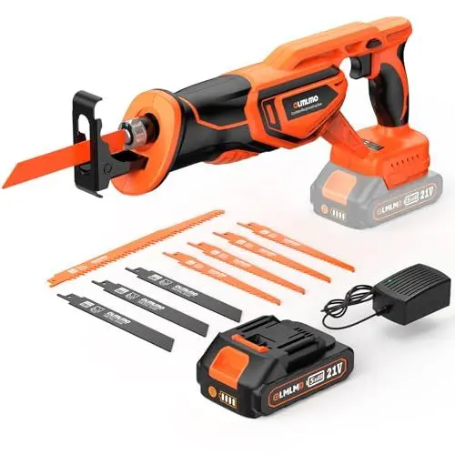 Produktbild: Säbelsäge Akku, bürstenlose Akku Universalsäge mit 21 V 2000 mAh Akku, 0–3300 SPM, 8 Sägeblätter, werkzeugloser Sägeblattwechsel, Säbelsäge für Holz- und Metallschneiden