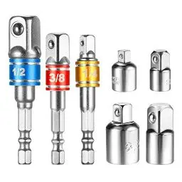 Produktbild: Akkuschrauber Stecknussadapter Set inkl. 3tlg. Sechskant Stecknuss Adapter Steckschlüssel Schraubenschlüssel+4tlg. 1/4 auf 3/8, 3/8 auf 1/4, 3/8 auf 1/2, 1/2 auf 3/8