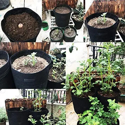 Produktbild: AKLOSIPY Kartoffel-Tomaten-Pflanzbeutel, Atmungsaktiver Outdoor-Gartenbeutel für Gemüsepflanzen, 2er-Pack (Kamelbraun)