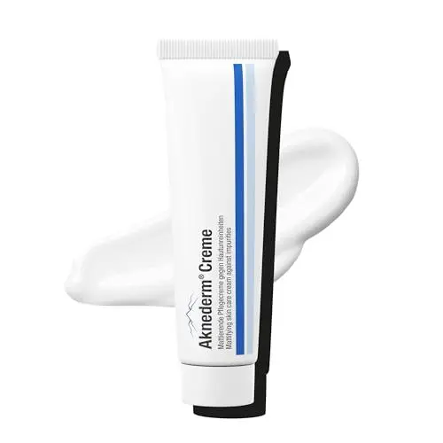 Produktbild: aknederm Creme 30g - mattierende Gesichtscreme gegen Pickel & unreine Haut - talgregulierende Feuchtigkeitscreme für ein ebenmäßiges Hautbild - Anti Pickel mit Zinkoxid & ohne Parfüm