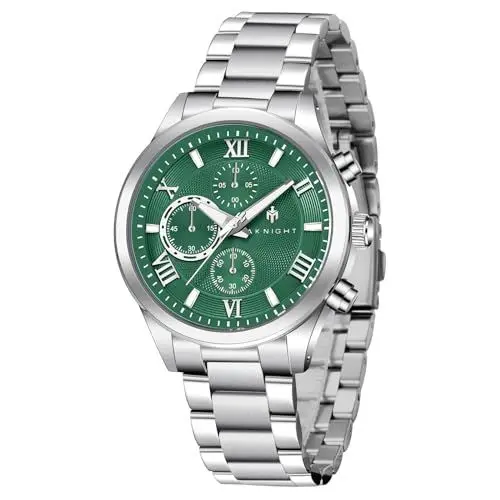 Produktbild: AKNIGHT Herrenuhr Edelstahl Silber Leuchtend Chronograph Armbanduhr Herren Wasserdicht Klassisch Geschäftliche Analog Quarz Uhren Männer Kalender