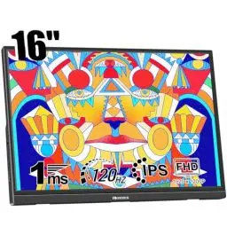 Produktbild: Akntzcs Portable Monitor 16 Zoll 120Hz Tragbarer Gaming Monitor FHD 1920x1200P IPS Bildschirm, HDR USB-C Monitor für PS4/PS5/Ras pi/Switch/Xbox