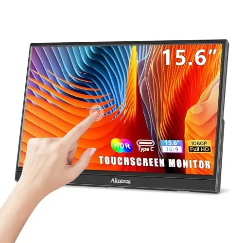 Produktbild: Akntzcs Portable Monitor Touchscreen - 15,6 Zoll Tragbarer Monitor Touch Screen FHD 1920x1080P HDR IPS-Bildschirm, HDMI USB-C Externer Monitor für Laptop Telefone PCs PS4 PS5 Switch Ras Pi
