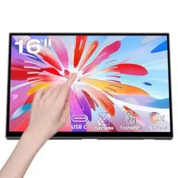 Produktbild: Akntzcs Touchscreen Portable Monitor 16 Zoll 1920 x 1200P Tragbarer Monitor IPS Bildschirm, Externer USB Typ-C Monitor für PC Laptop Telefone Computer Ras Pi, Integrierter Ständer<strong>Aufgerüstet:</strong> 