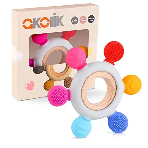 Produktbild: Beißring für Babys, Baby Zahnen Spielzeug aus Silikon, Ruder Greifling Beißspielzeug, BPA-frei Zahnen Nursing Zubehör für 3-6 6-12 Monate Kleinkinder, mädchen Junge Geschenk(Ruder B)
