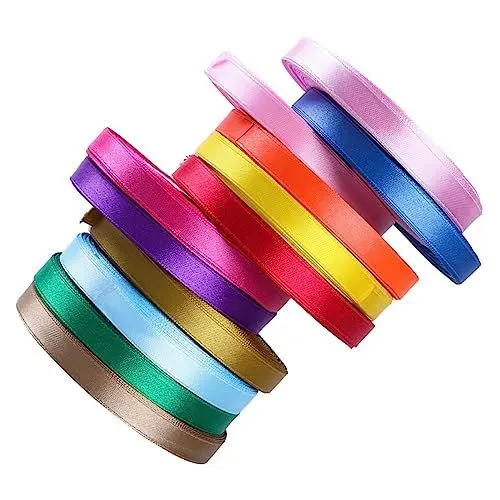 Produktbild: AKOOSY 12Stücke Yards Satin Geschenkband in Verschiedenen Farben für Geschenkverpackung für Hochzeiten Basteln Haarschleifen und Mehr