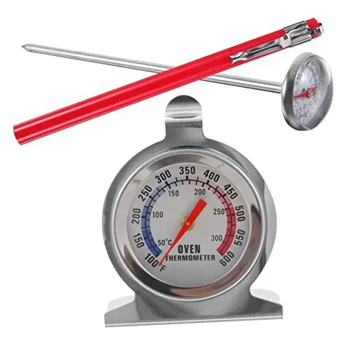 Produktbild: AKOOSY 2 Stück Ofenthermometer mit Sonde Hitzebeständig Multifunktionales Küchenthermometer für Grill Braten Flüssigkeiten Präzise Temperaturanzeige für Bbq und Backofen