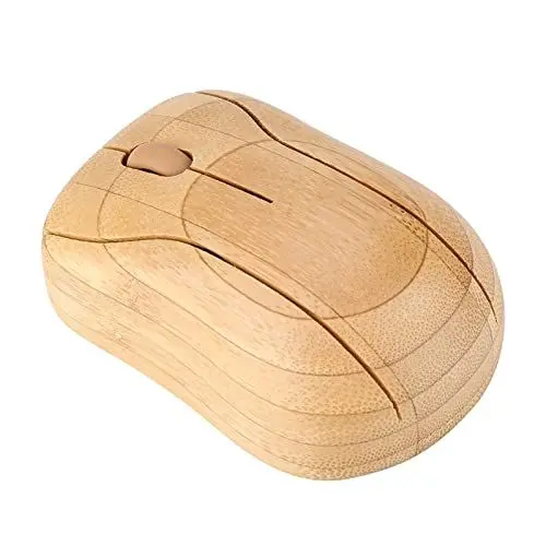 Produktbild: Lazmin112 Drahtlose Optische Bambusmaus, 2,4 GHz, PC-Laptop-Computer, Holzholz, Weich und Geräuscharm, Klassische Desktop-Kombination, Geeignet für
