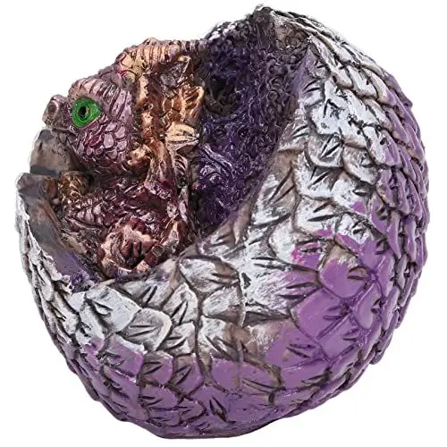 Produktbild: Aufwendig Gefertigte Drachenei-Figur – Deko-Drachenstatue aus Kunstharz mit Lebendigen Farben für Garten, Balkon, Terrarium oder Heimdekoration, Ideales für Drachenliebhaber