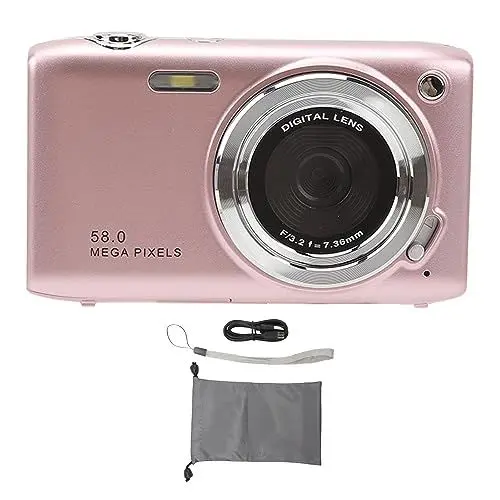 Produktbild: Akozon Digitalzoomkamera, 2,88-Zoll-Bildschirm Digitalkamera 58MP 4K HD 16X Zoom Festbrennweite Makro Zeitgesteuerte Fotografie Digitale Videokamera (PINK)