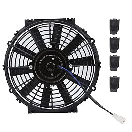 Produktbild: Akozon Elektrischer Lüfter, 10in Slim Radiator Elektrischer Kühlerlüfter 24V 80W 2100RPM 10 Gerade Flügel Universal für Auto Schwarz