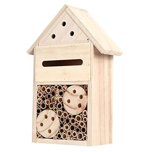 Produktbild: Akozon Garten-Insektenhaus aus Holz – Bienenhaus-Nistkasten für den Außenbereich – Insektenschutz aus Holz – EIN Dekorativer Insekten-Nistplatz (Typ B)
