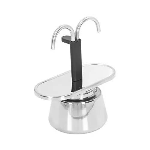 Produktbild: Akozon Moka-Kanne, 100 Ml, Qualität, Anti-Verbrühung, Rutschfest, Verdicktes Sieb, Weit Verbreitete Mokka-Kanne, Mokka-Kanne, Italienischer Dual-Rohr-Edelstahl-Food-Maker, Moka-Kocher