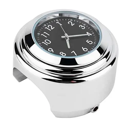 Produktbild: Akozon Motorrad-Lenkeruhr, Verchromt, wasserdichte Aluminiumlegierung, Halterung für Motorrad