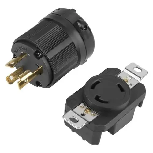 Produktbild: Akozon NEMA L6-30P L6-30R 30A 250V Lock 3-poliger Elektrischer Stecker-Buchsen-Steckersatz, Männlich und Weiblich, US-Buchsenkonverter