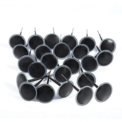 Produktbild: Nikou Reifenstopfen Patch, Gummi Reifen Reparatur Stopfen 6 mm Pilz mit integriertem Stopfen, Tubeless Reifen Puncture Repair Stecker-Flecken Set mit 24 Stück für Auto Motorrad Fahrrad
