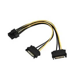 Produktbild: Akozon Single SATA Kabel, 15 Pin Single SATA Männlich Bis 8 Power Express Netzteil Adapter Kabel 0,2 M in der Lage, Video Weiblich PCI-E PCI (Dual-SATA 0,2 m)